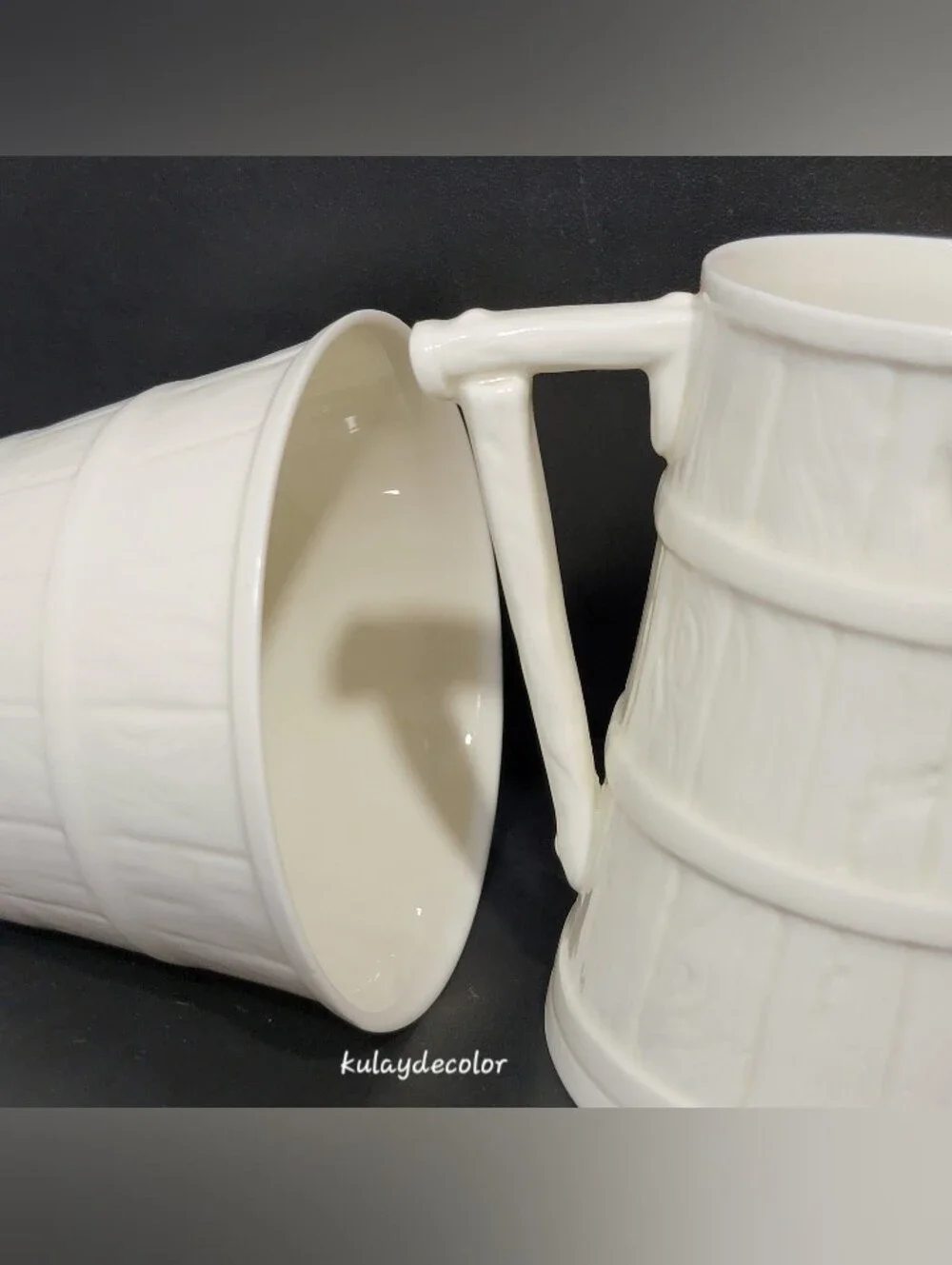 Royal Worcester Bone China Ribbed Barrel Sugar Bowl Creamer Set Made in England